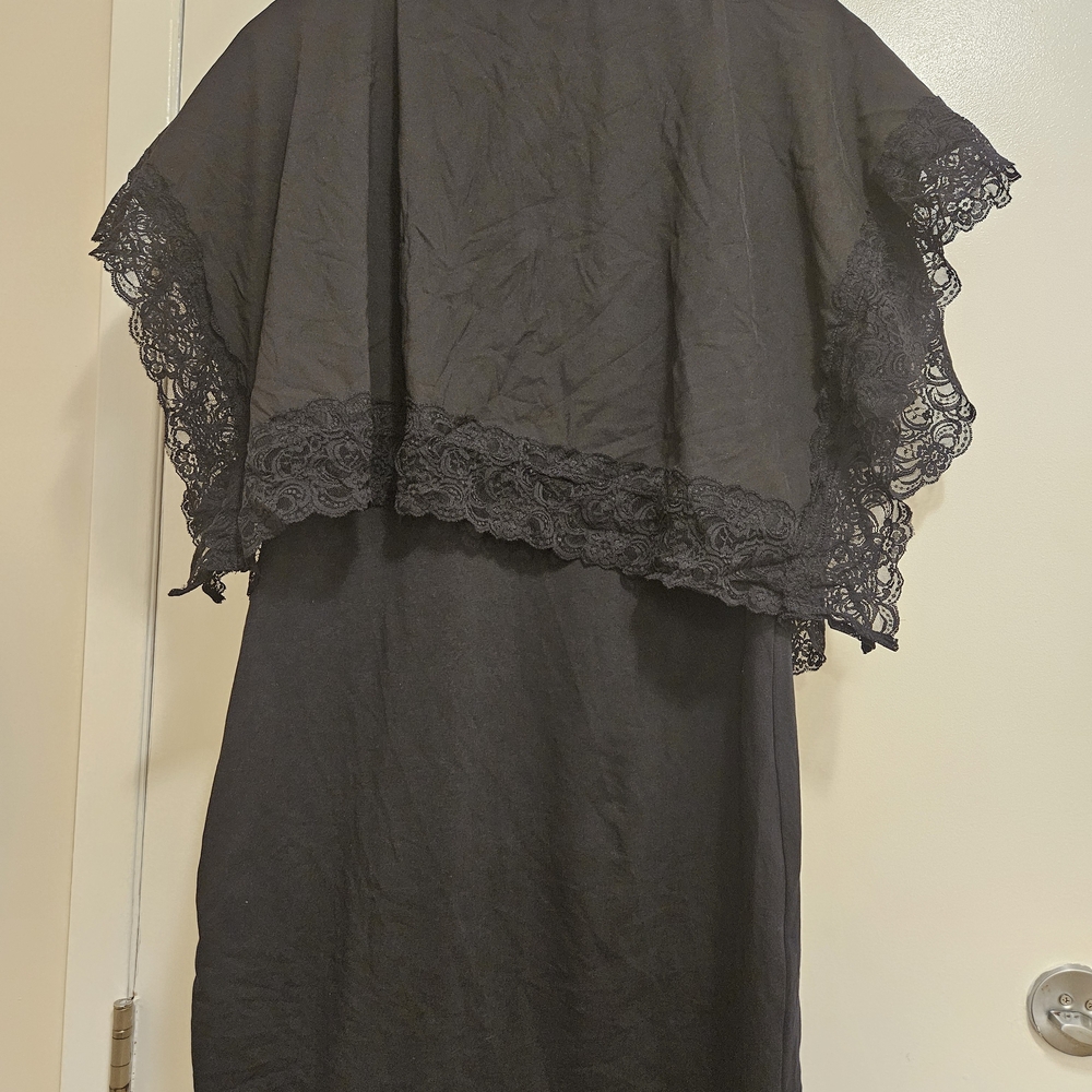 HALARA Black Lace Overlay Dress